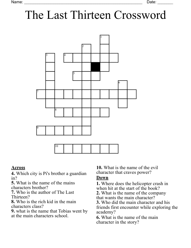 The Last Thirteen Crossword