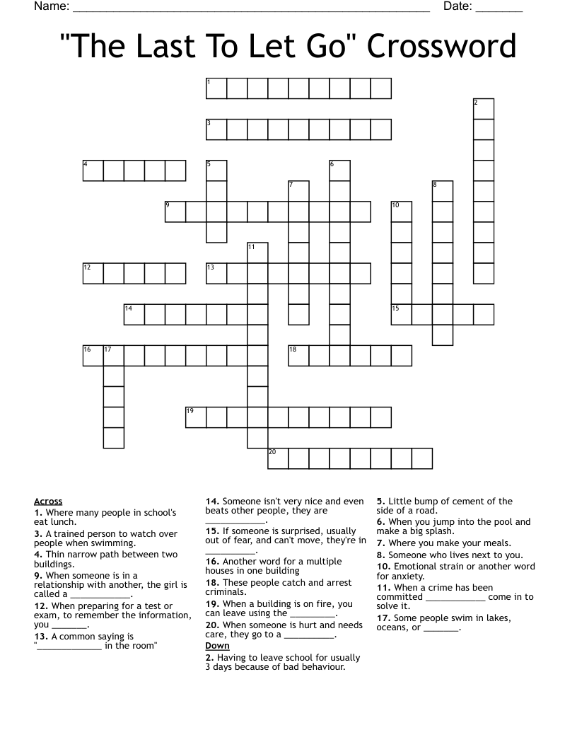 "The Last To Let Go" Crossword
