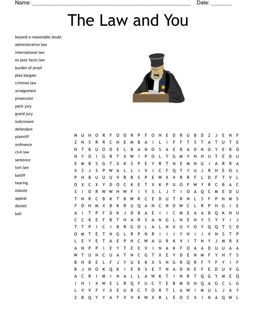 The Law and You Word Search