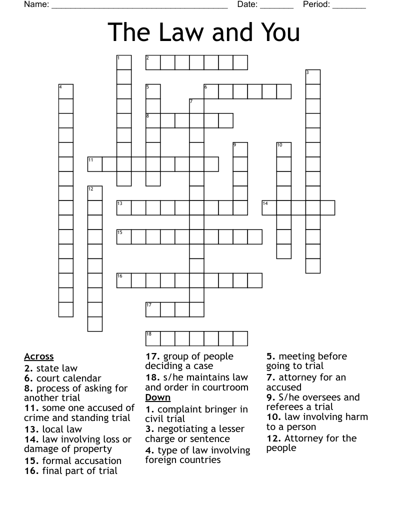 The Law and You Crossword