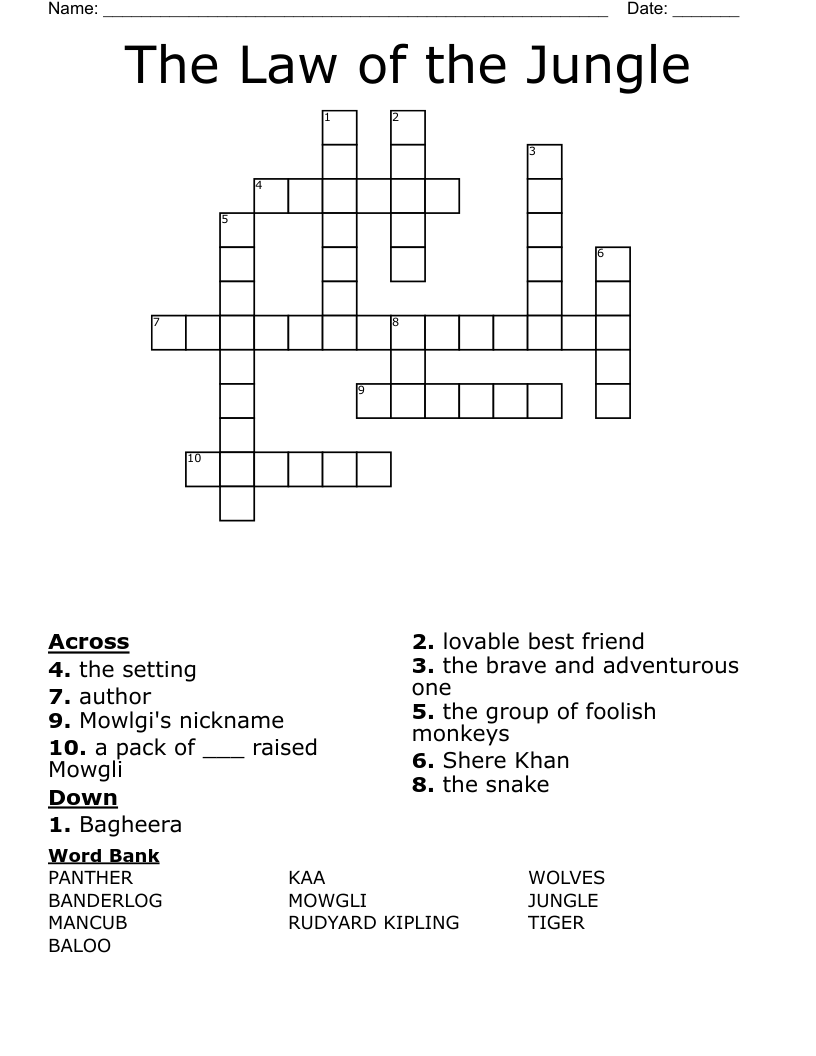 The Law of the Jungle Crossword