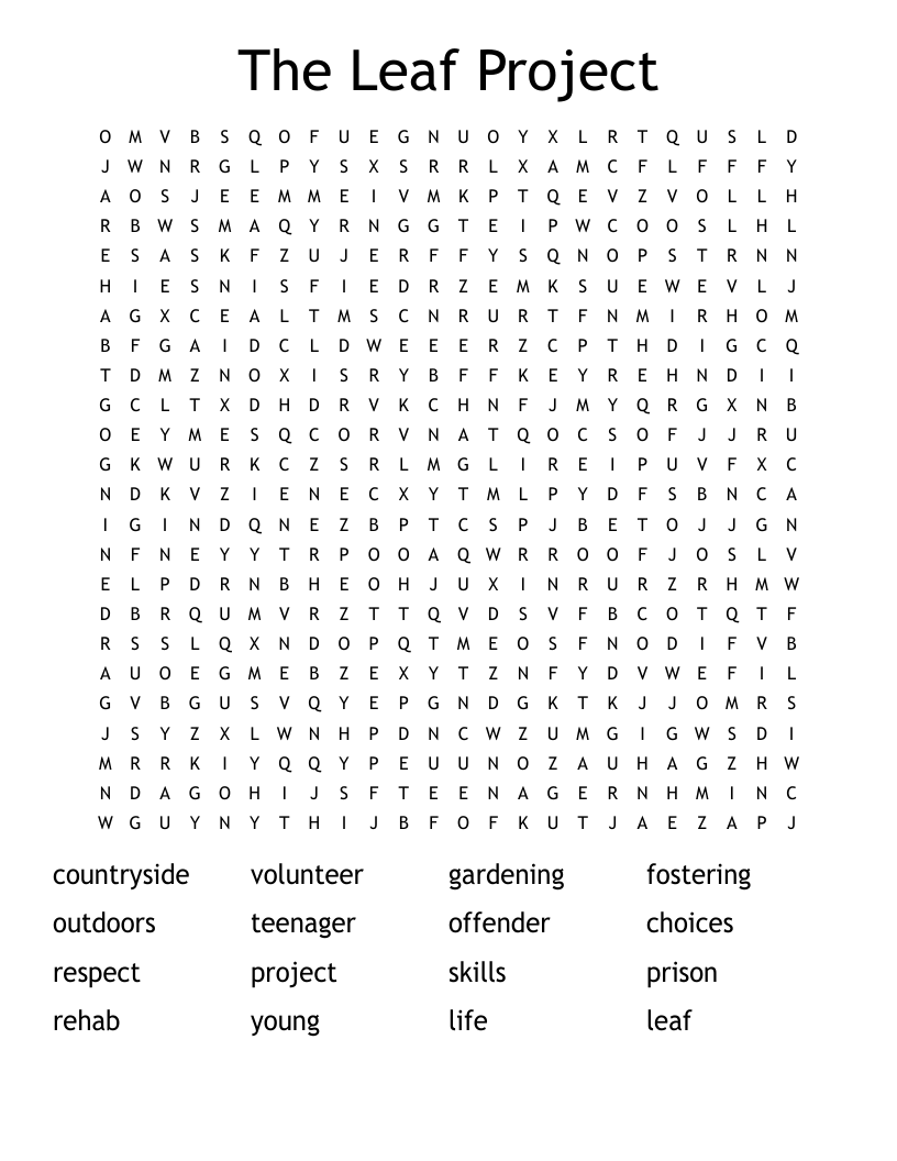 The Leaf Project Word Search