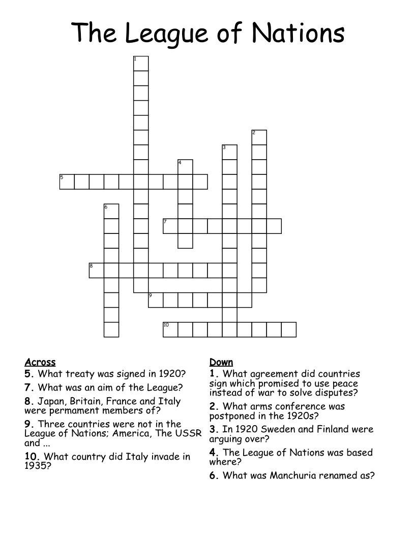 The League of Nations Crossword