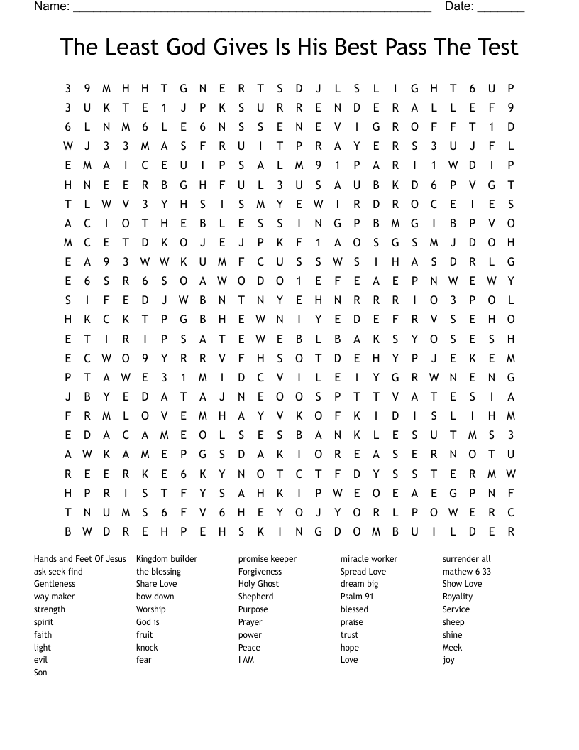 The Least God Gives Is His Best Pass The Test Word Search