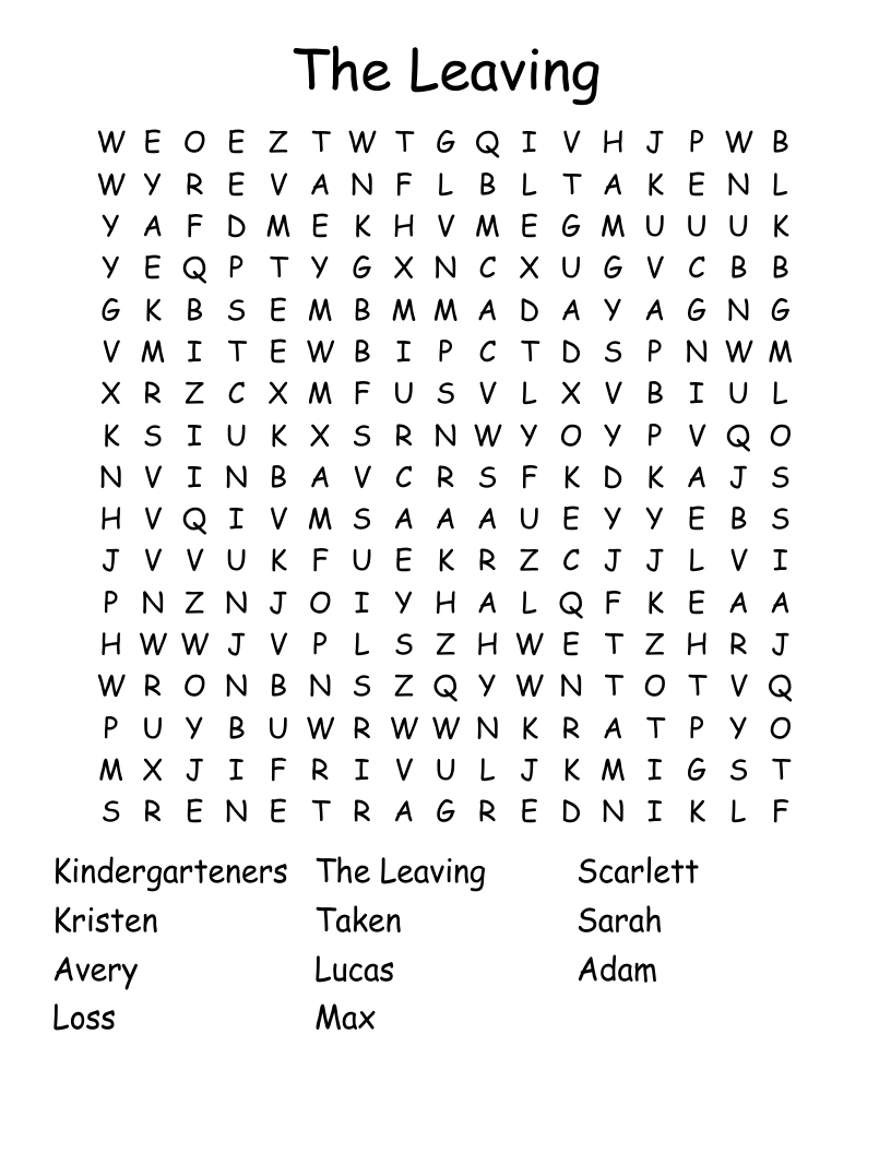 The Leaving Word Search