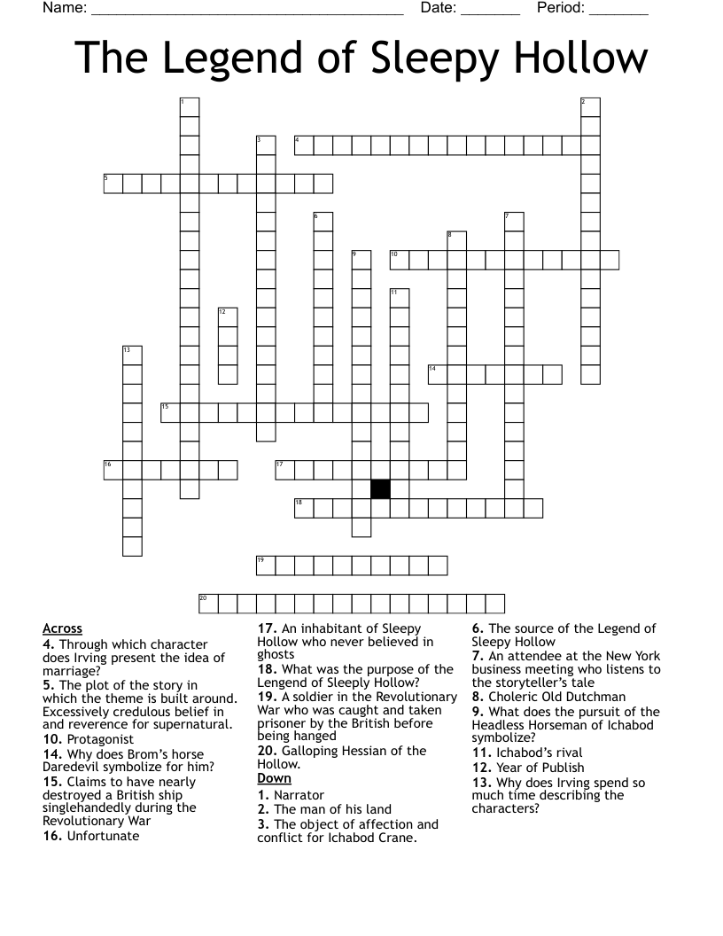 The Legend of Sleepy Hollow Crossword