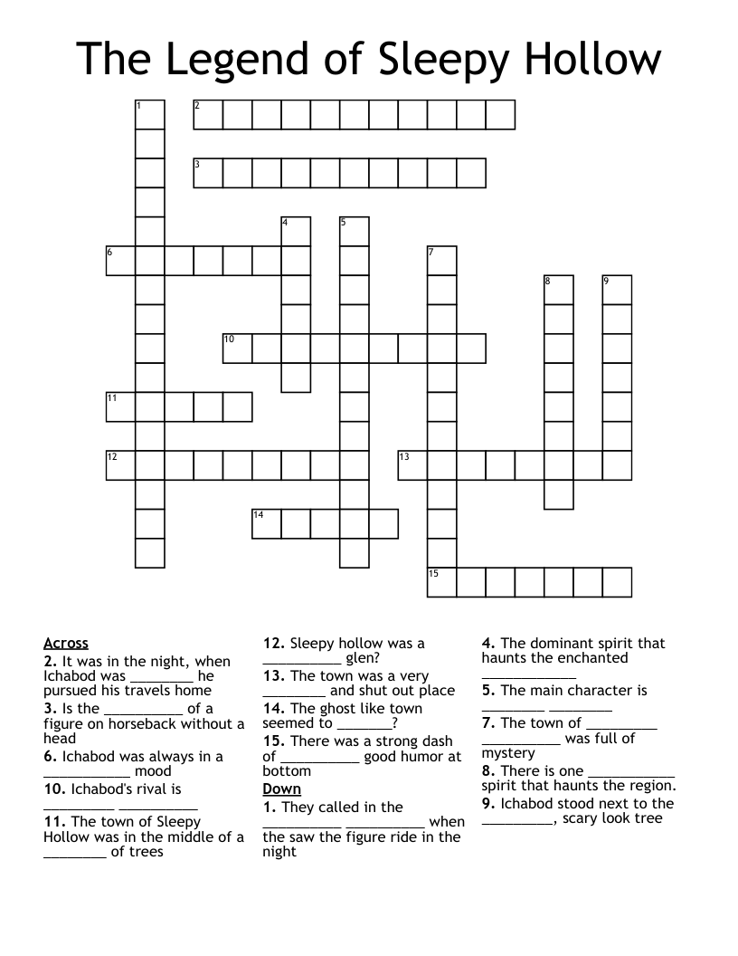The Legend of Sleepy Hollow Crossword