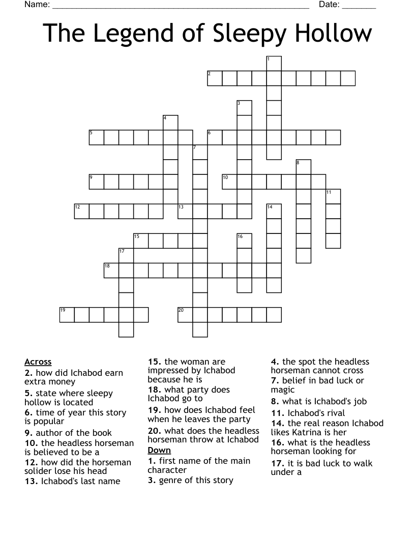 The Legend of Sleepy Hollow Crossword