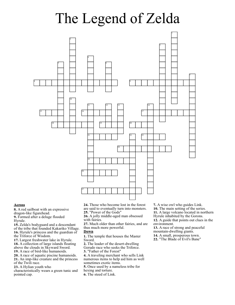 The Legend of Zelda Crossword
