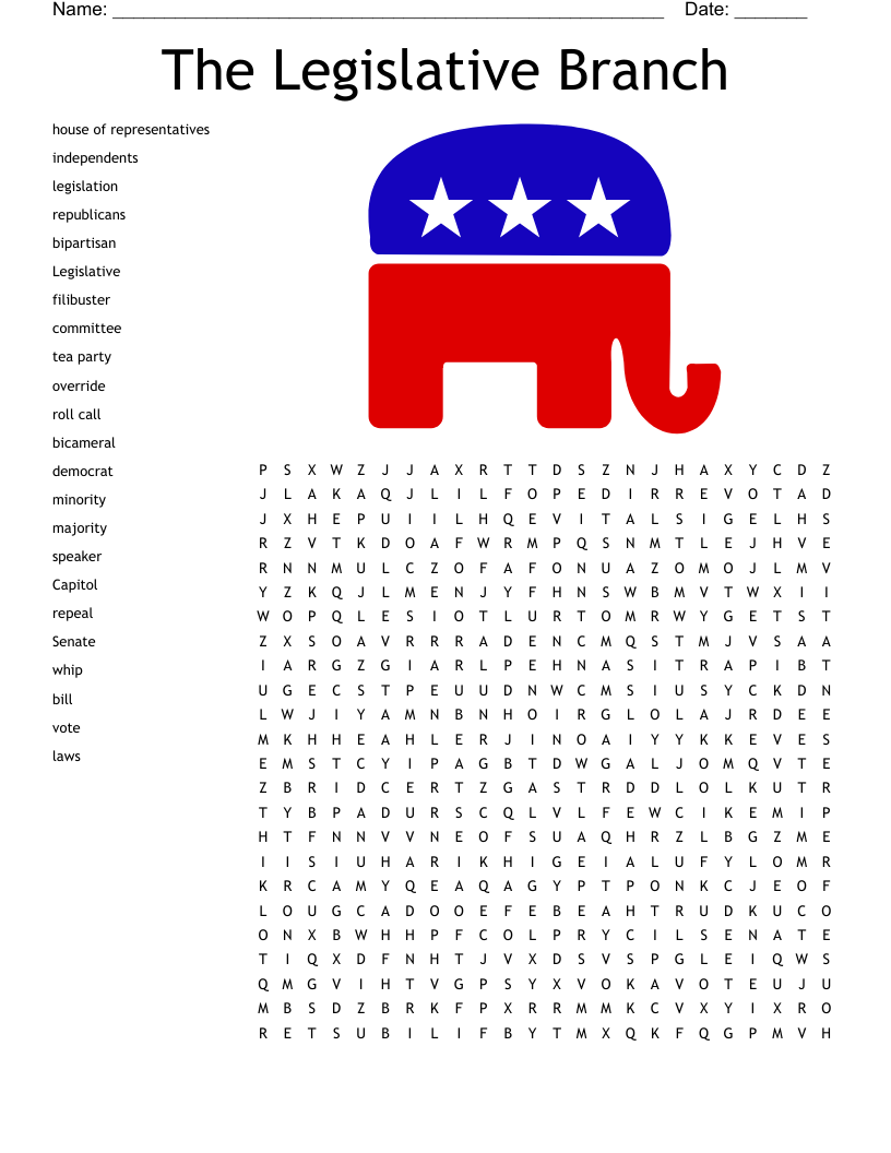 The Legislative Branch Word Search