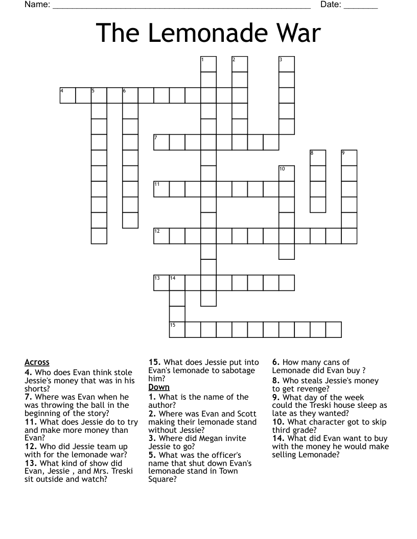 The Lemonade War Crossword