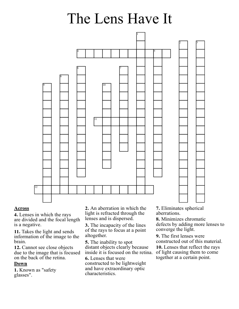 The Lens Have It Crossword
