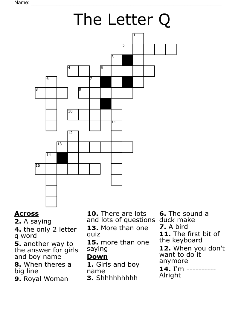 The Letter Q Crossword