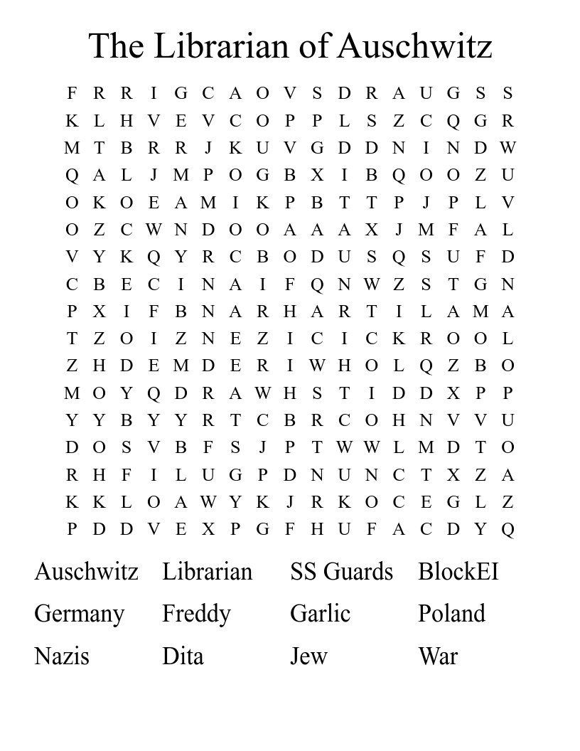 The Librarian of Auschwitz Word Search