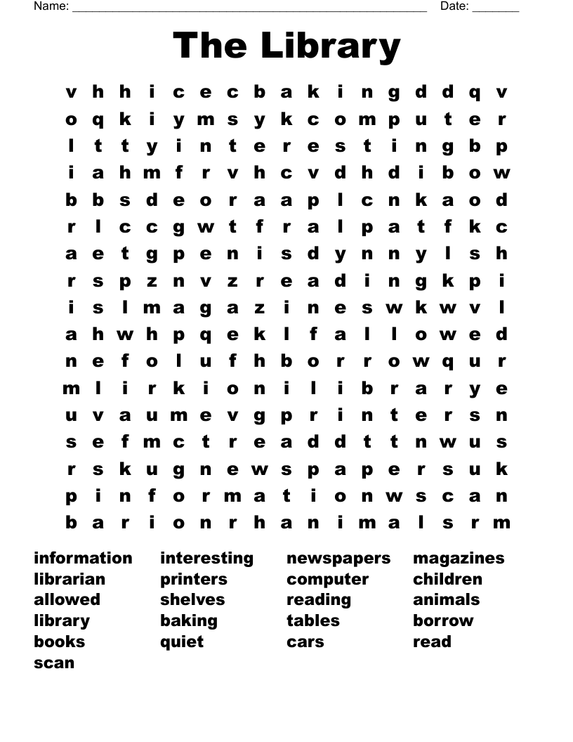 The Library Word Search