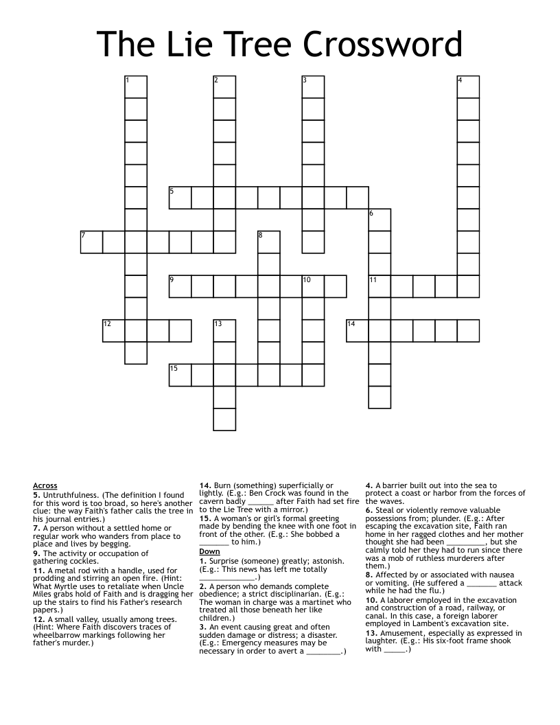 The Lie Tree Crossword
