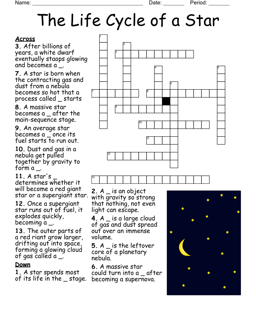 The Life Cycle of a Star Crossword
