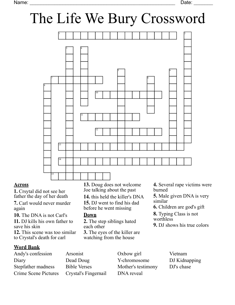 The Life We Bury Crossword