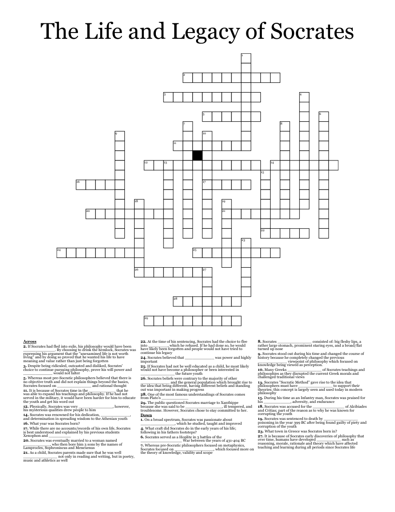 The Life and Legacy of Socrates Crossword