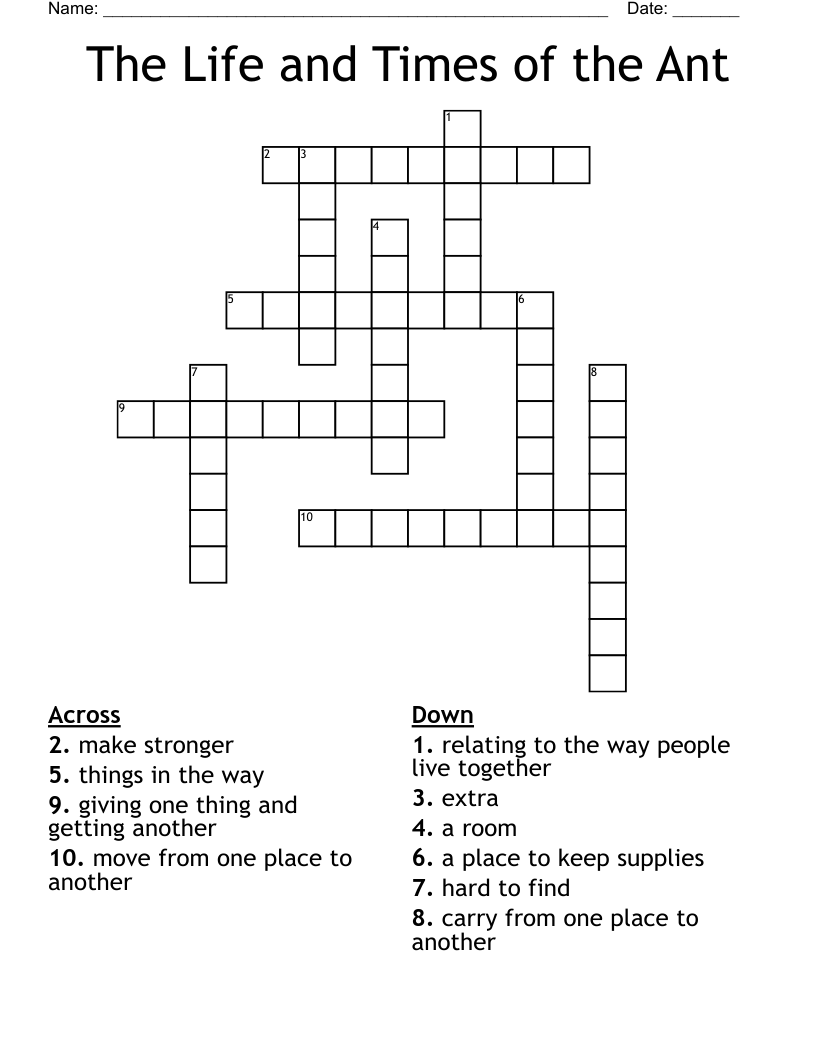 The Life and Times of the Ant Crossword