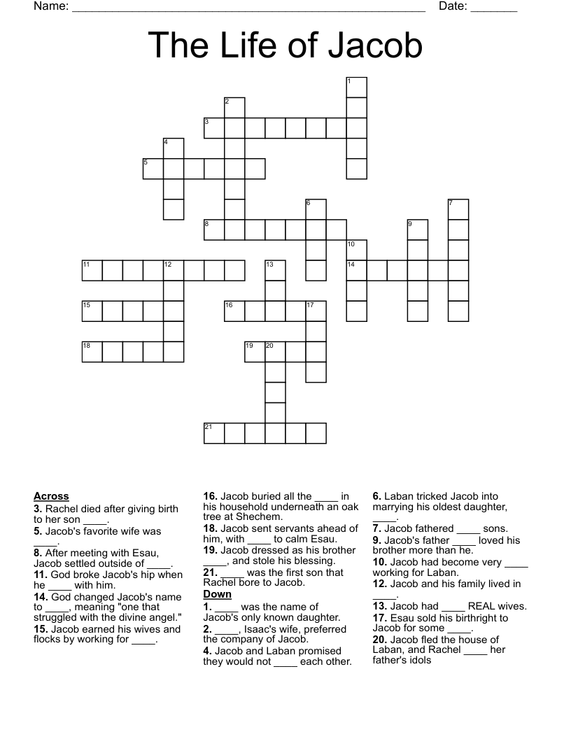 The Life of Jacob Crossword