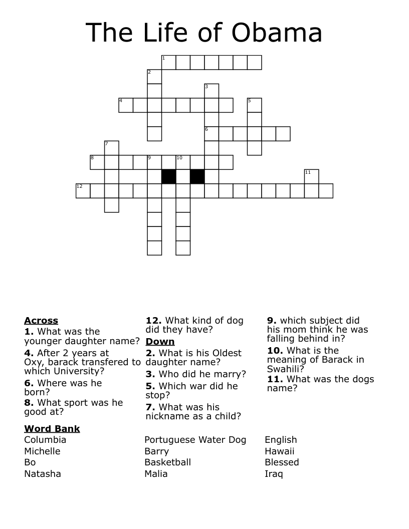 The Life of Obama Crossword