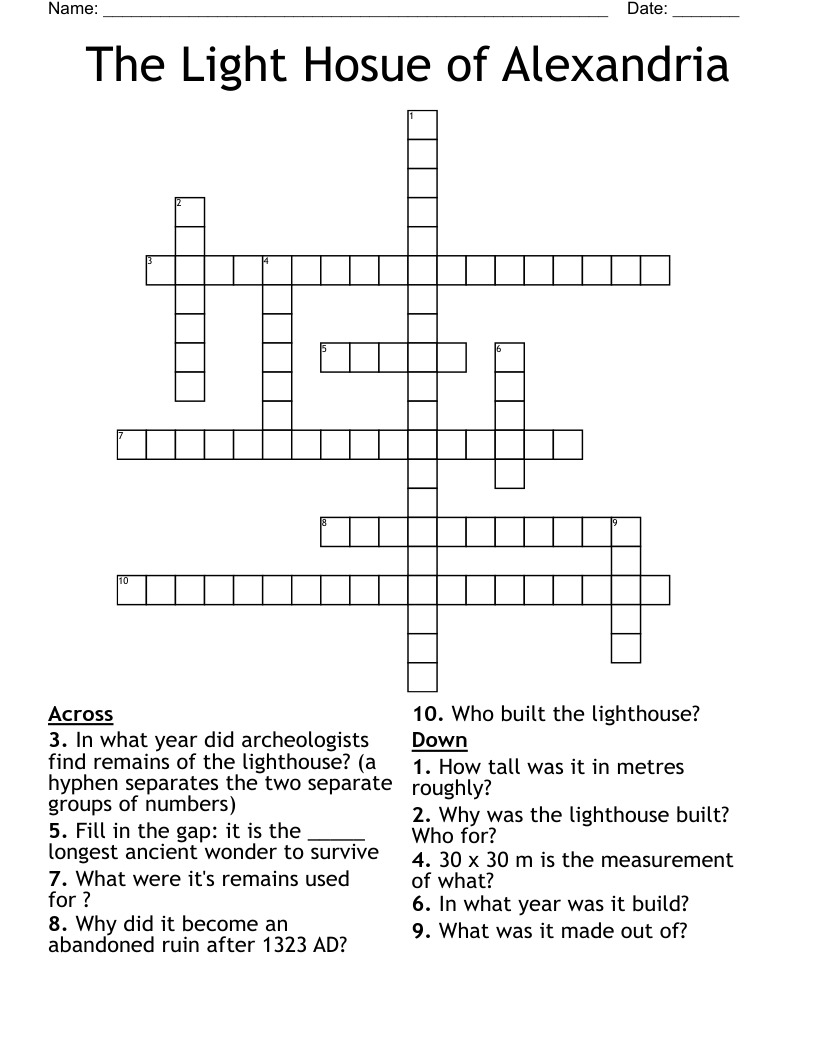 The Light Hosue of Alexandria Crossword