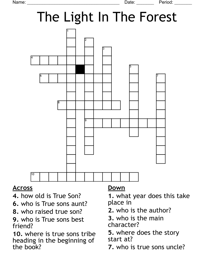 The Light In The Forest Crossword