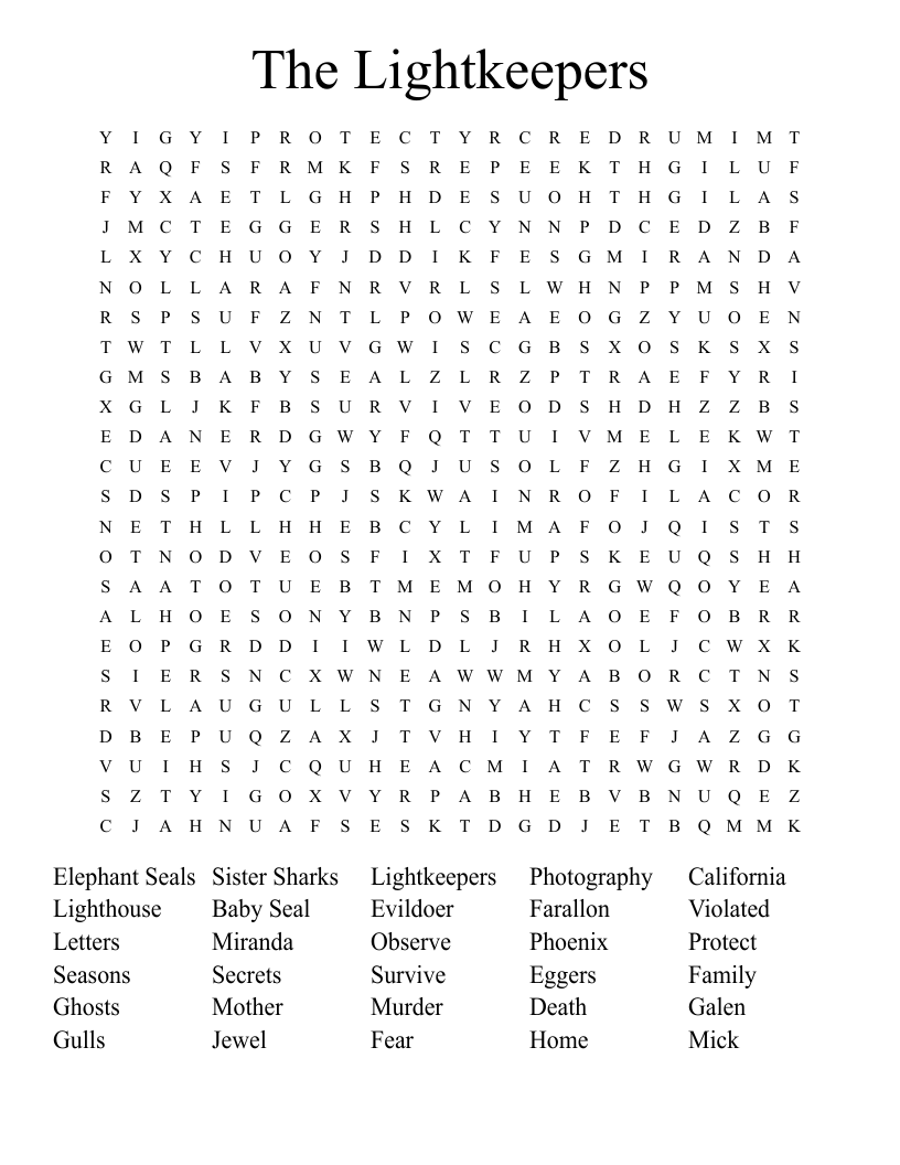 The Lightkeepers Word Search