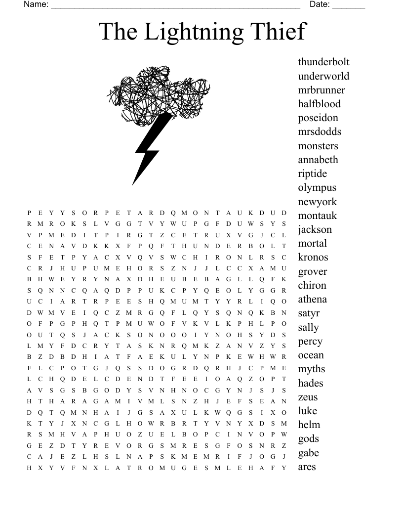 The Lightning Thief Word Search