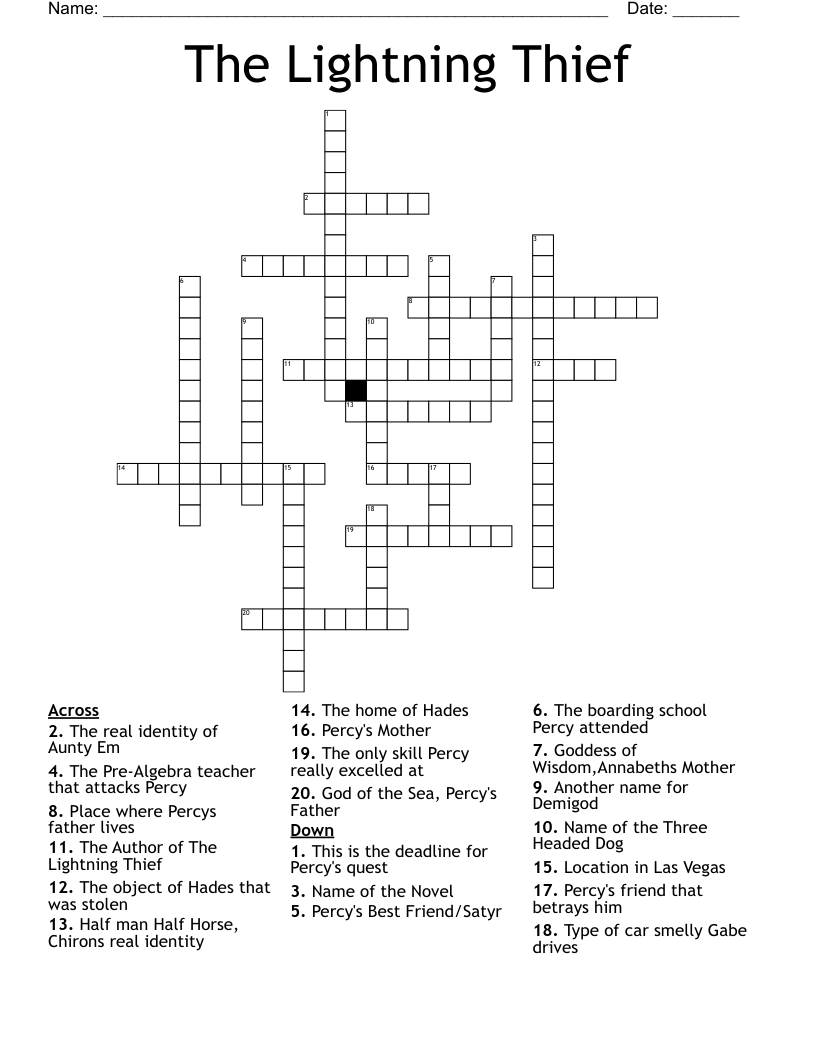 The Lightning Thief Crossword