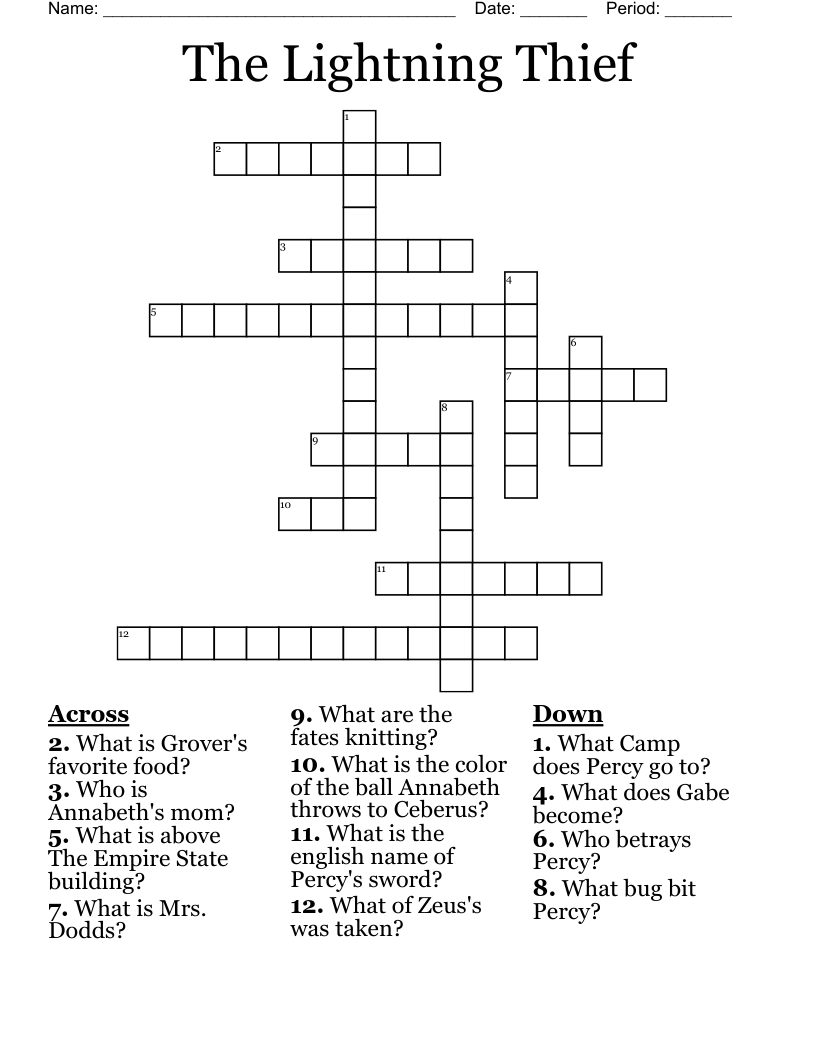 The Lightning Thief Crossword