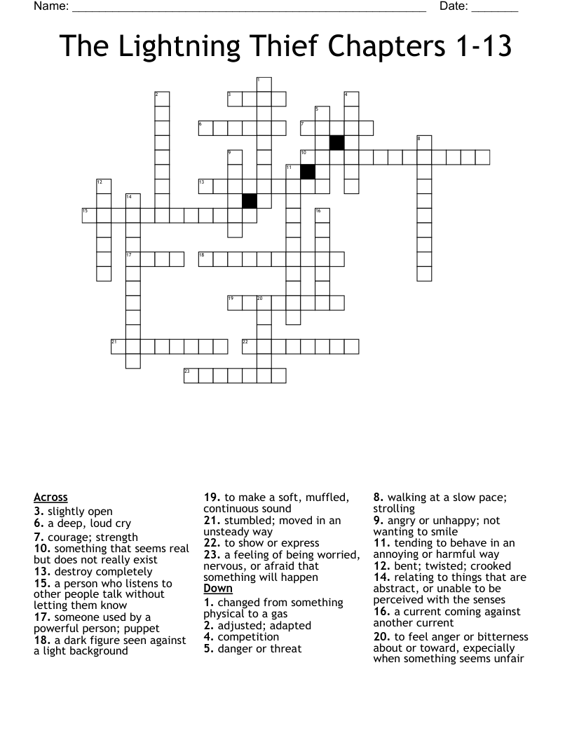 The Lightning Thief Chapters 1-13 Crossword