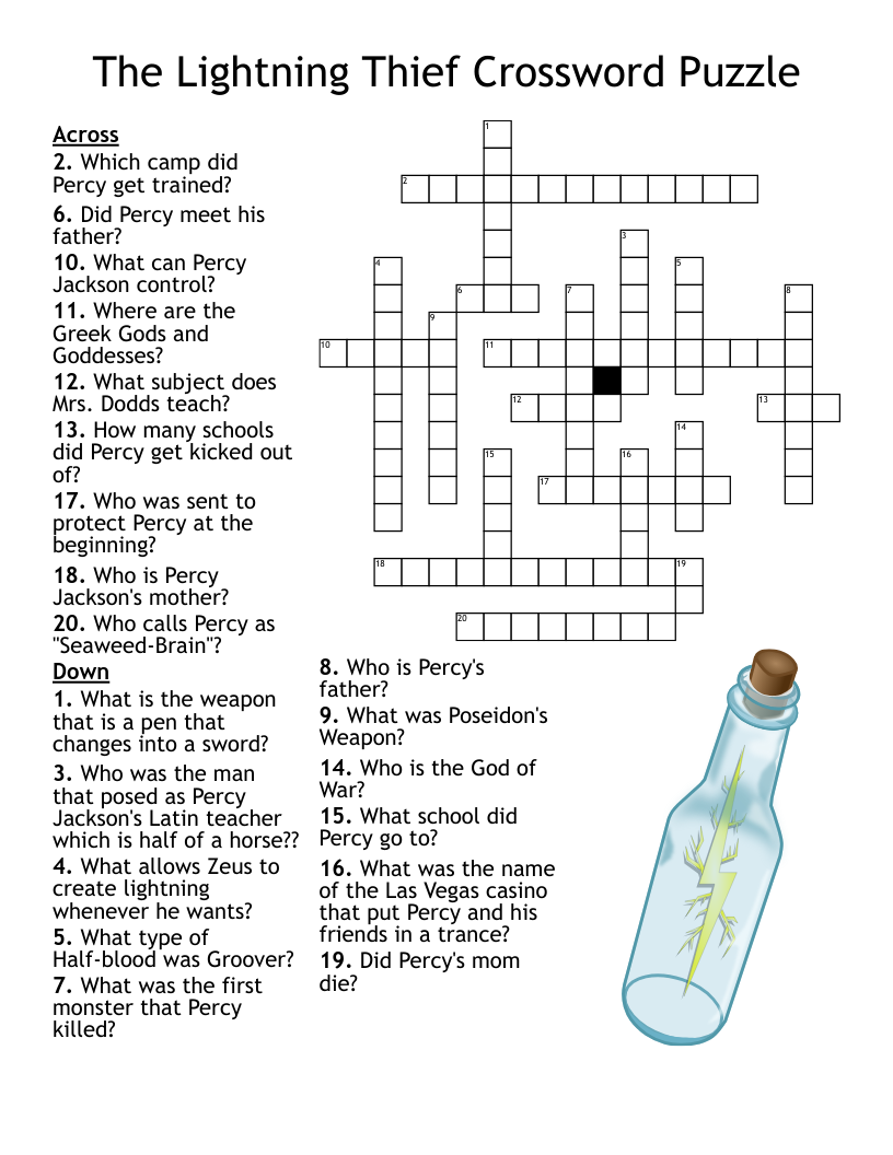 The Lightning Thief Crossword Puzzle