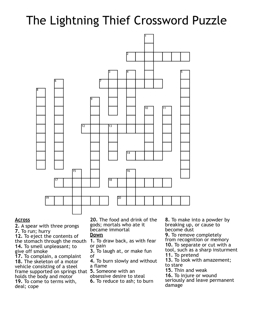 The Lightning Thief Crossword Puzzle