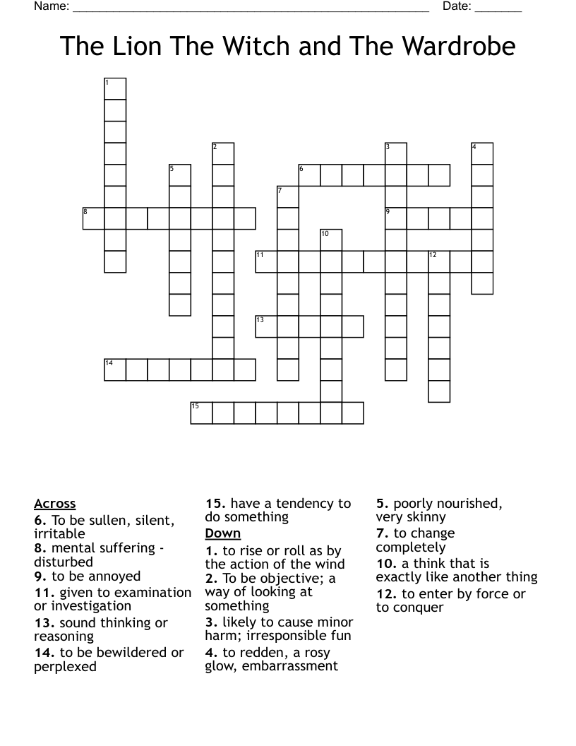 The Lion The Witch and The Wardrobe Crossword