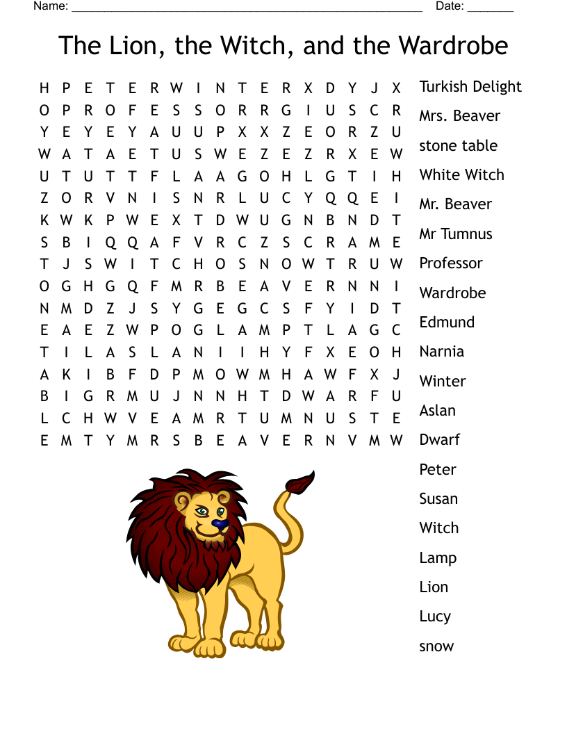 The Lion, the Witch, and the Wardrobe Word Search