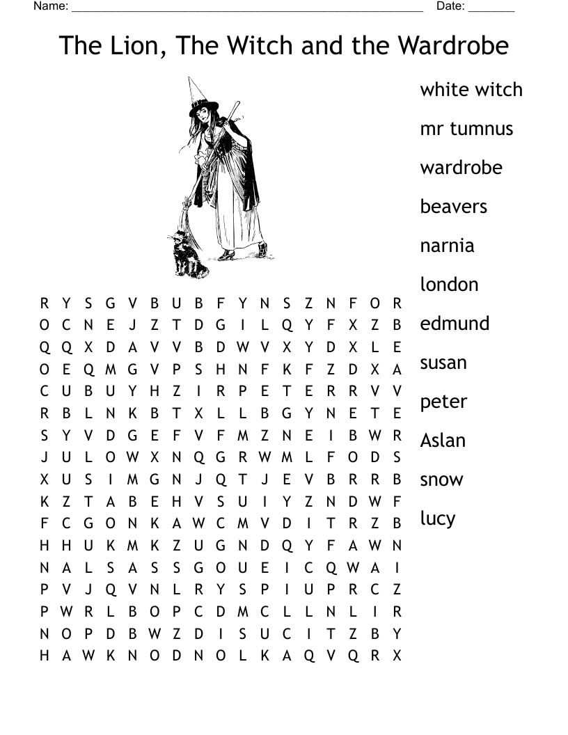 The Lion, The Witch and the Wardrobe Word Search