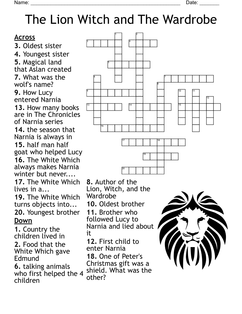 The Lion Witch and The Wardrobe Crossword