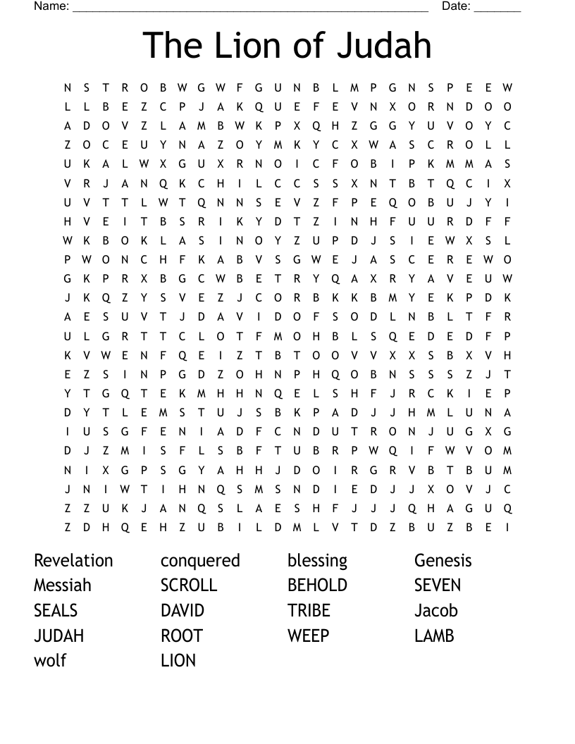 The Lion of Judah Word Search