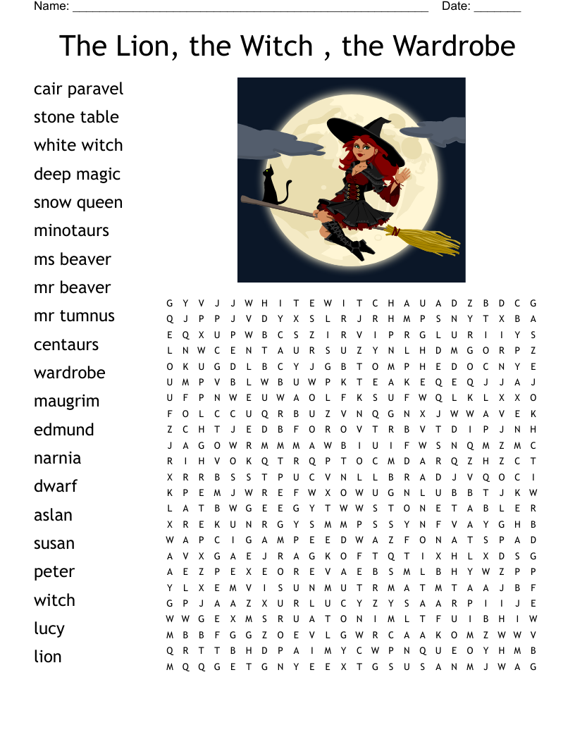 The Lion, the Witch , the Wardrobe Word Search