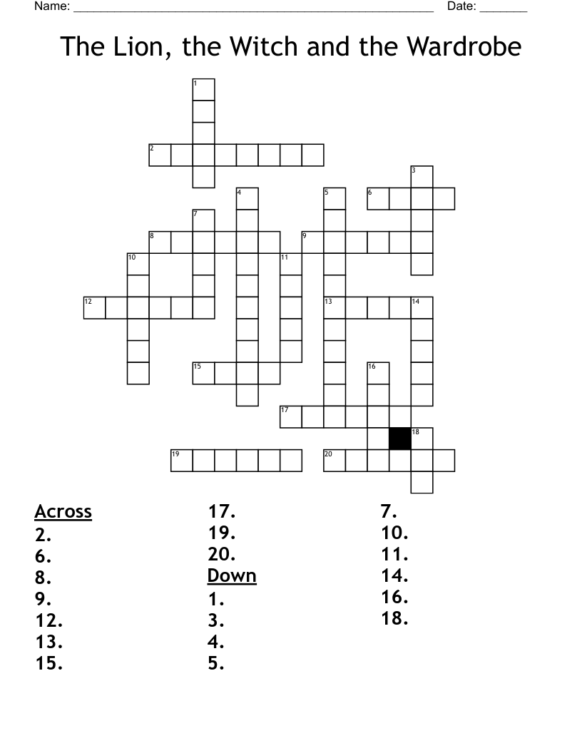 The Lion, the Witch and the Wardrobe Crossword