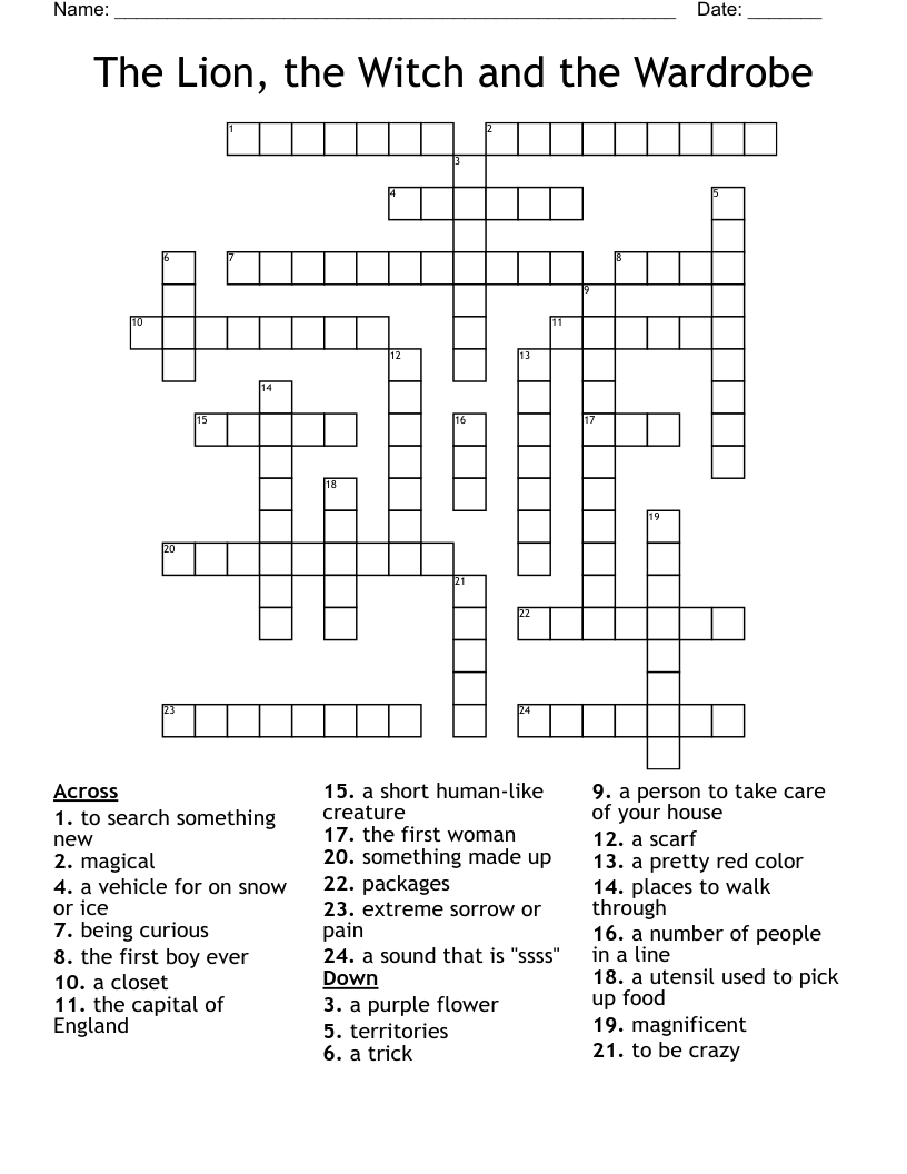 The Lion, the Witch and the Wardrobe Crossword