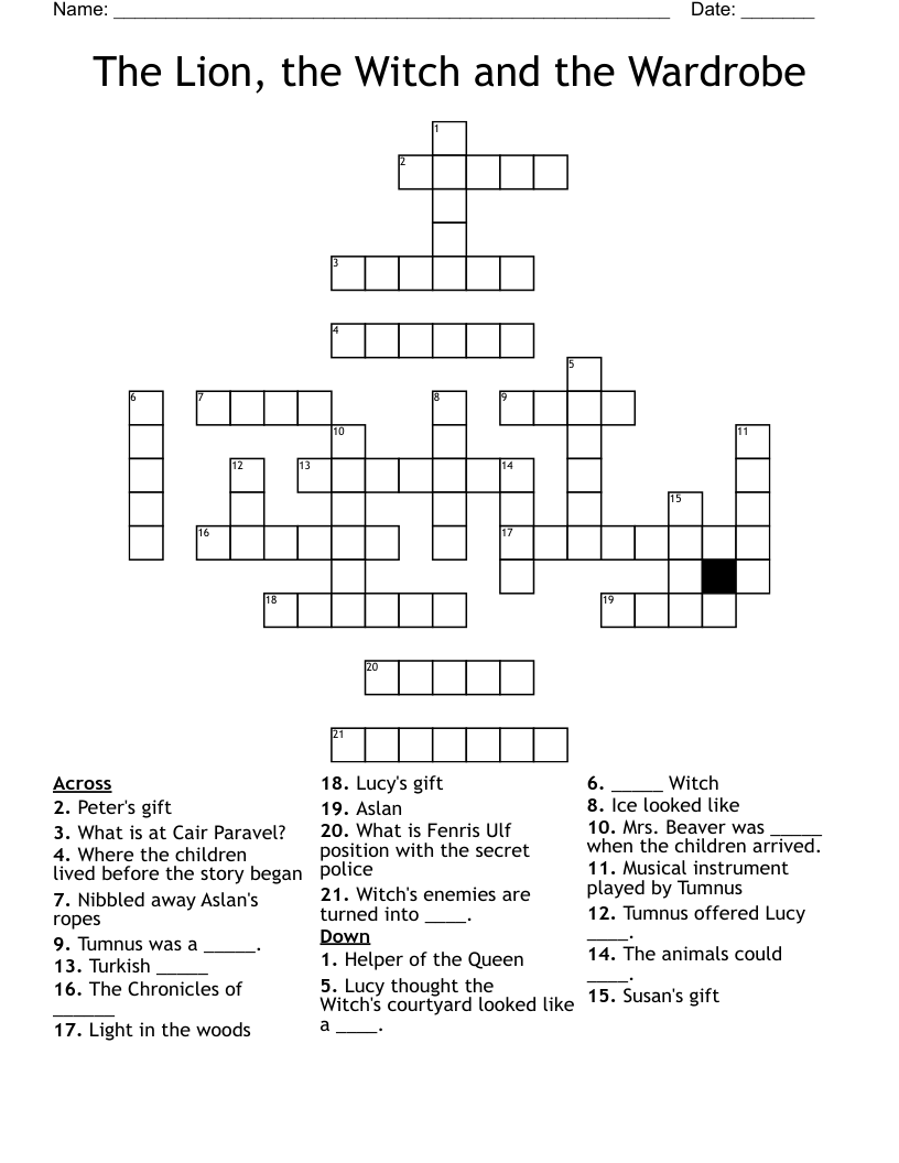 The Lion, the Witch and the Wardrobe Crossword