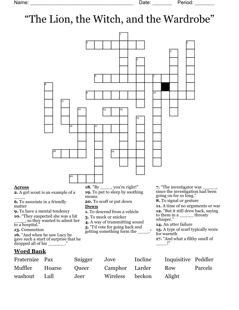 “The Lion, the Witch, and the Wardrobe” Crossword