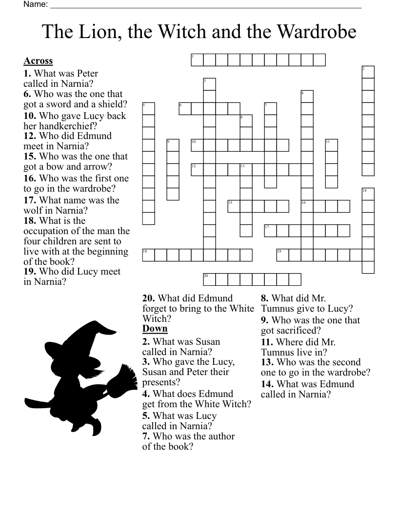 The Lion, the Witch and the Wardrobe Crossword