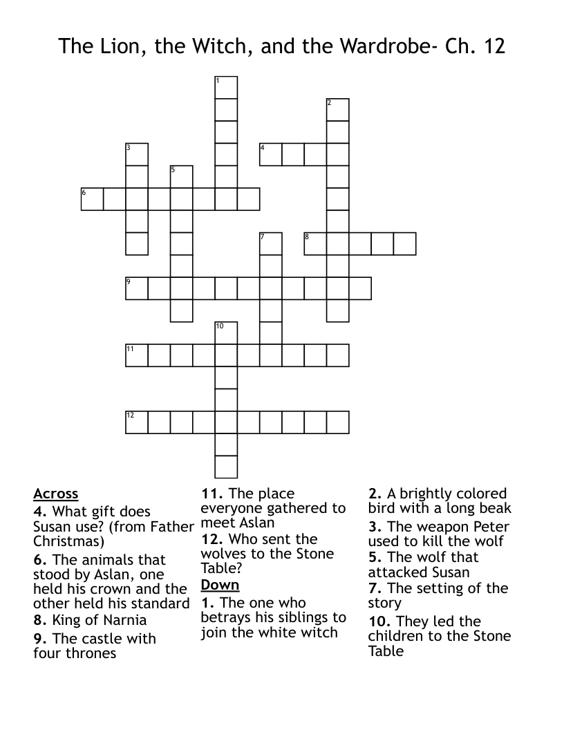 The Lion, the Witch, and the Wardrobe- Ch. 12 Crossword
