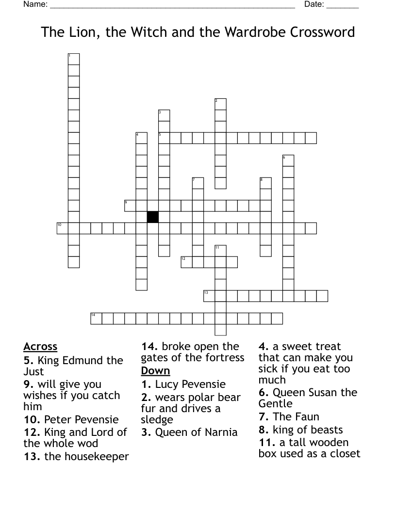 The Lion, the Witch and the Wardrobe Crossword