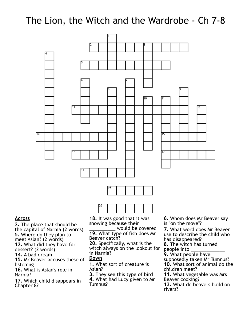 The Lion, the Witch and the Wardrobe - Ch 7-8 Crossword