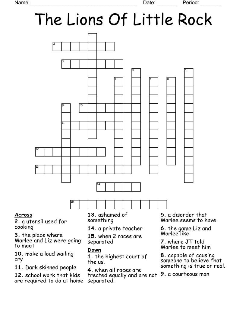 The Lions Of Little Rock Crossword